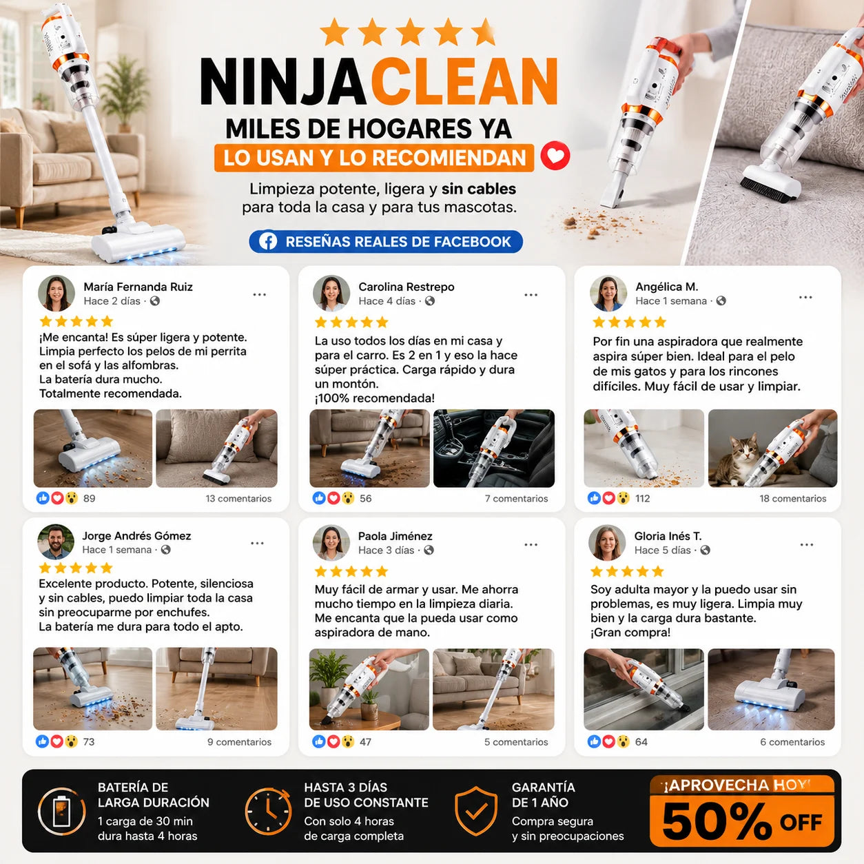 NinjaCleaner - Aspiradora 2 en 1 para el Hogar