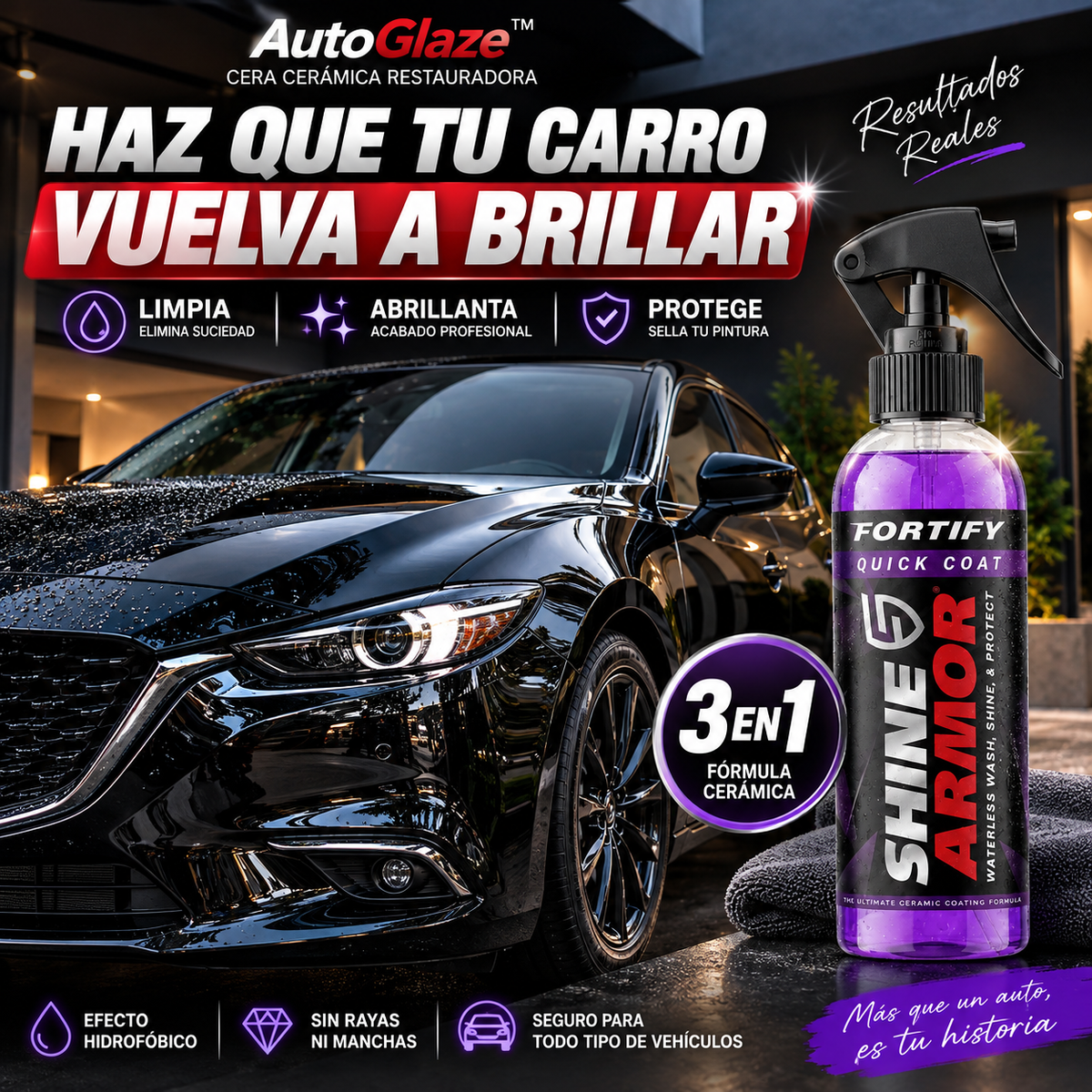 AutoGlaze™ | Cera Cerámica Restauradora 3 en 1 Limpia • Restaura • Protege