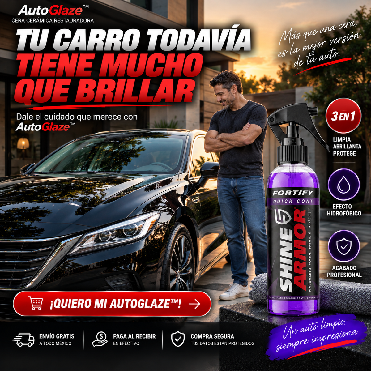 AutoGlaze™ | Cera Cerámica Restauradora 3 en 1 Limpia • Restaura • Protege