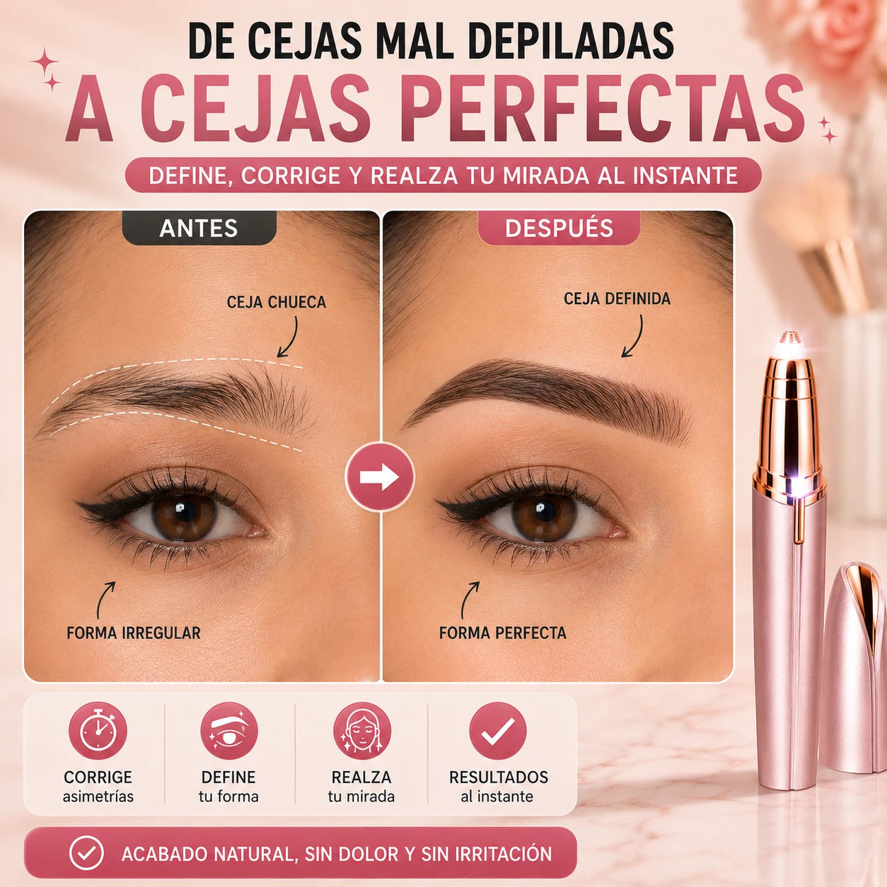 RoseSkin - Depiladora Facial Precisa sin Dolor