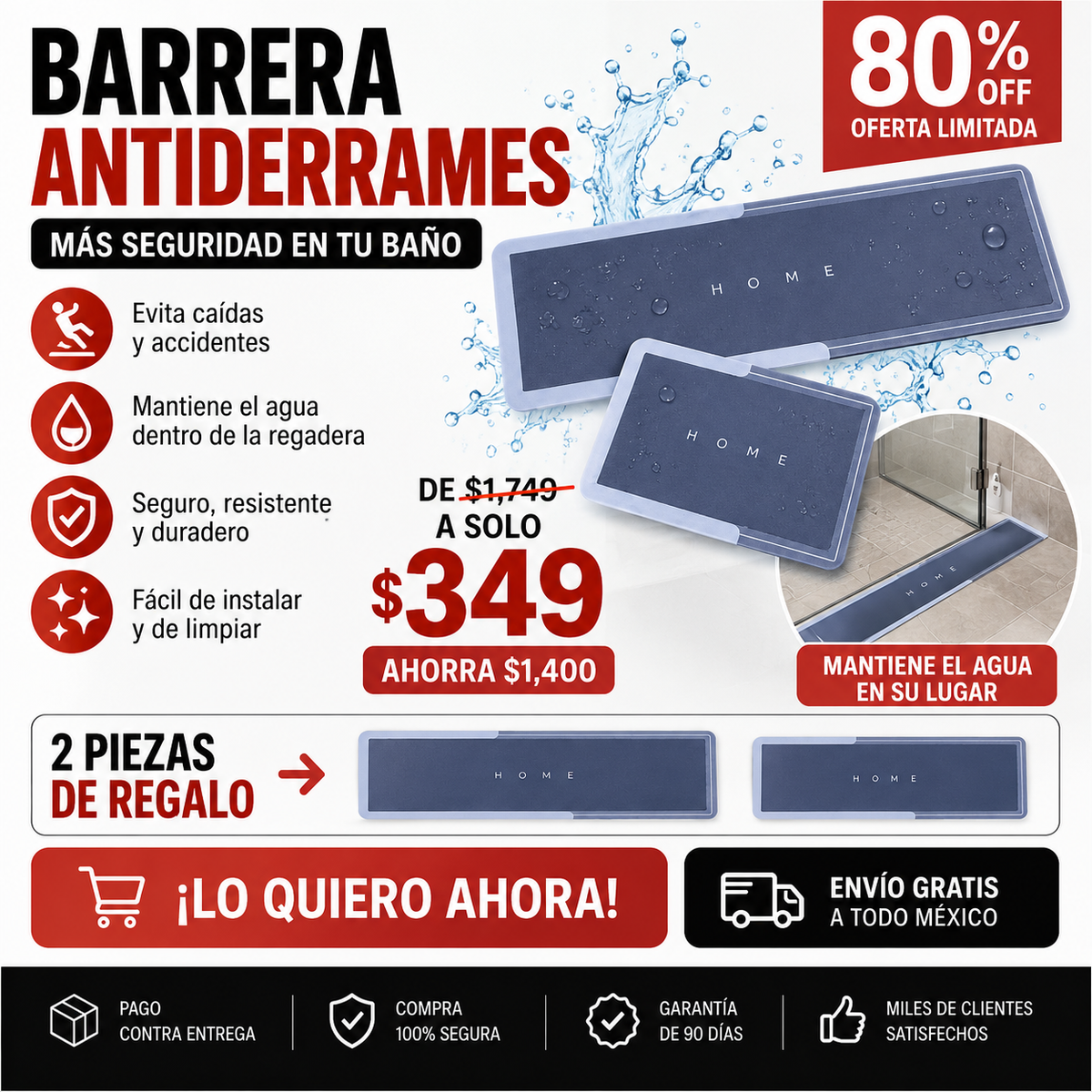 Upsell - Ducha HidroMasaje - Set de Tapetes Antiderrapantes