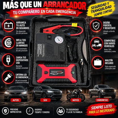 ArrancaPlus- Arrancador de Auto + Inflador Llanta 🚘