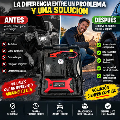 ArrancaPlus- Arrancador de Auto + Inflador Llanta 🚘