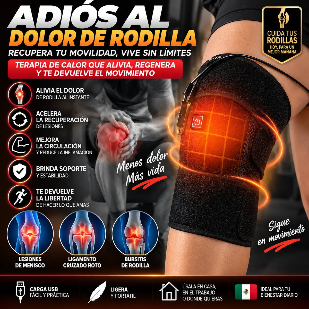 RodiMax - Rodillera ortopédica termica masajeadora