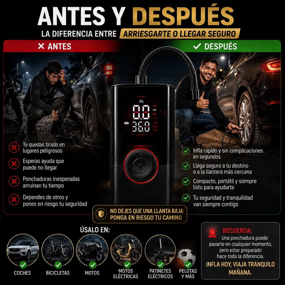 AirBomba- Compresor de Llantas 3 en 1