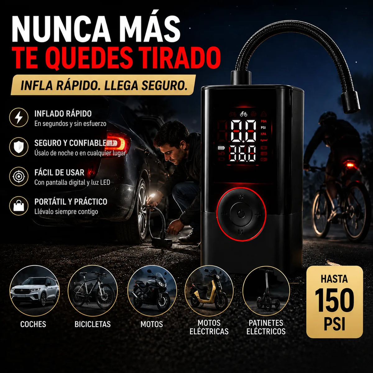AirBomba- Compresor de Llantas 3 en 1