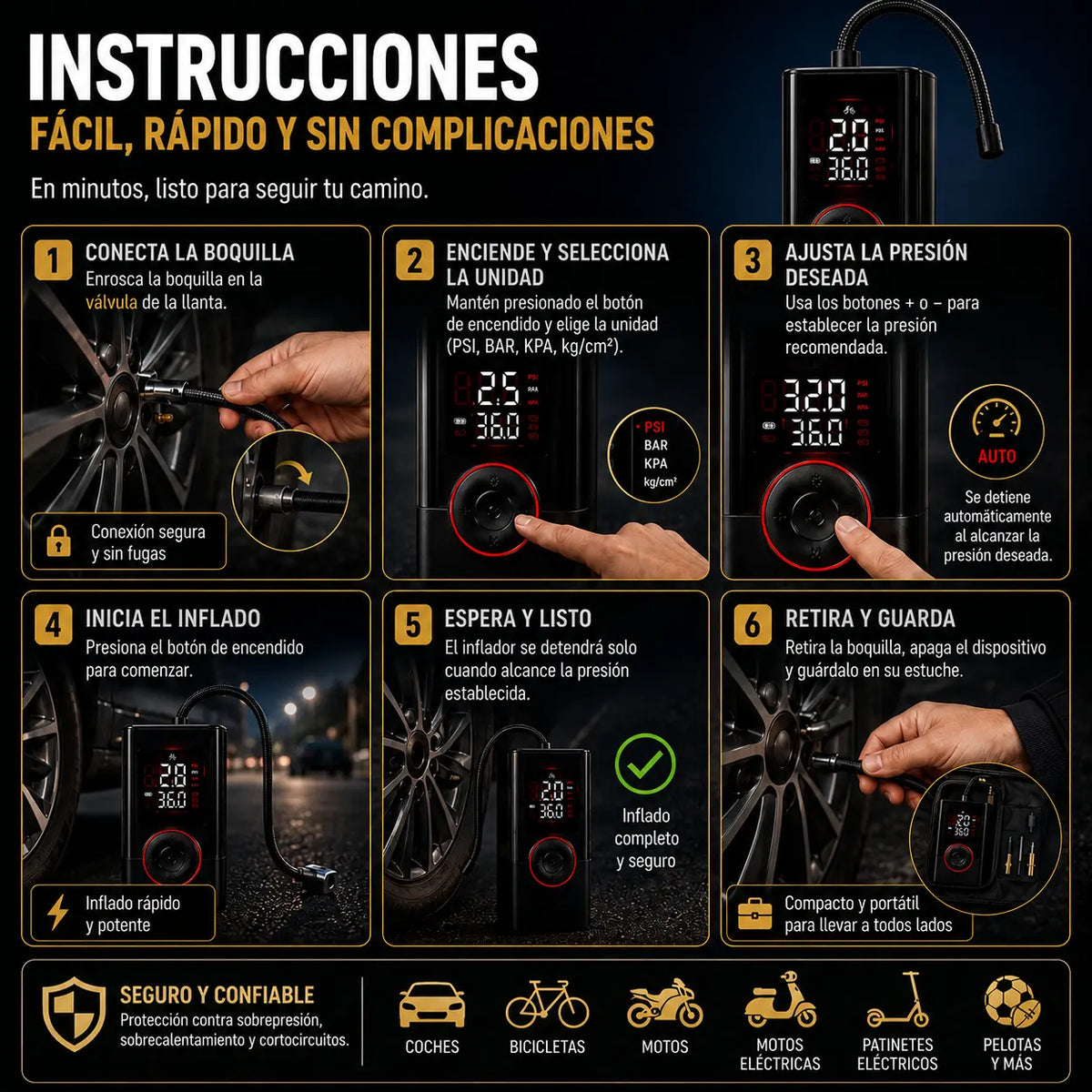 AirBomba- Compresor de Llantas 3 en 1