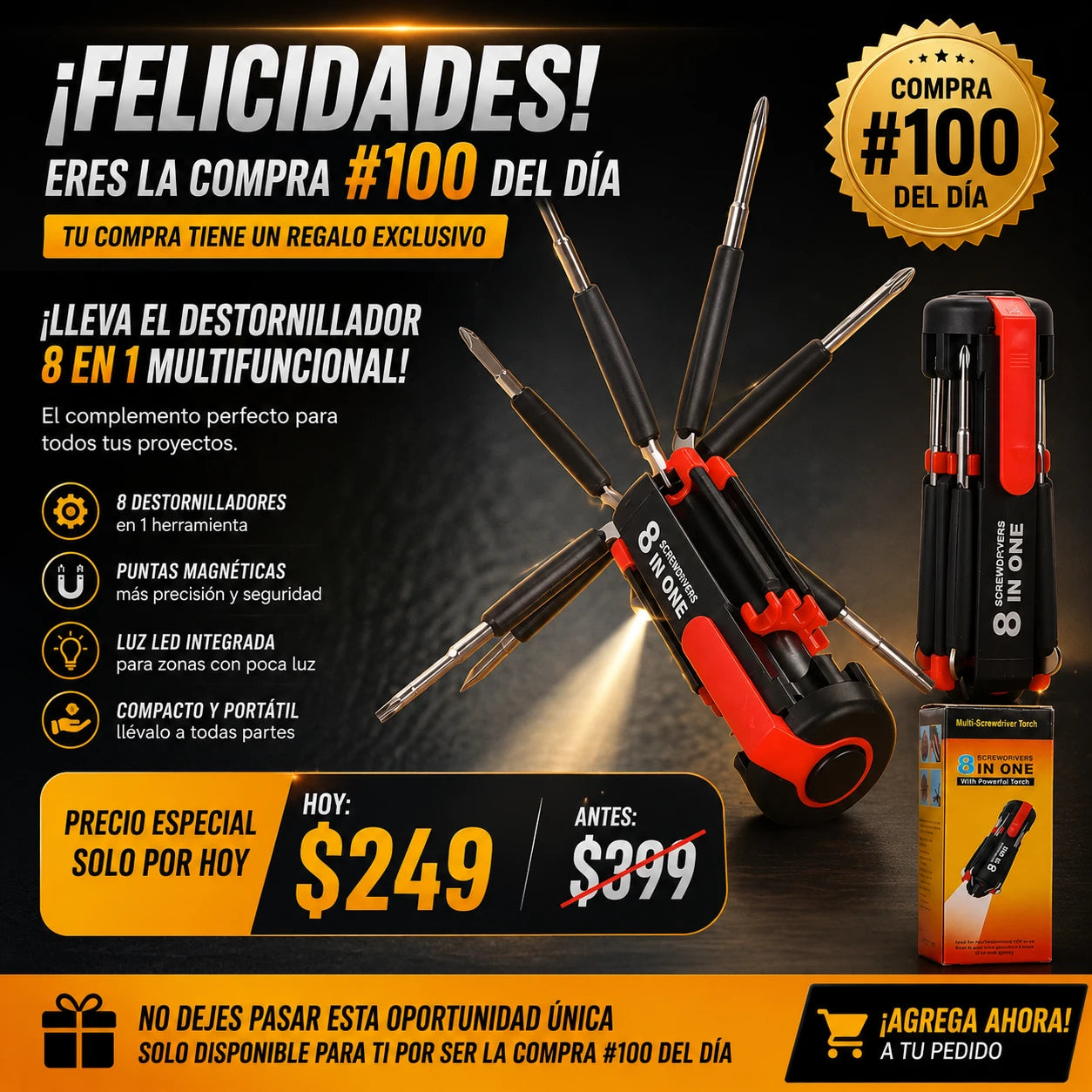 Desatornillador LED 8 En 1