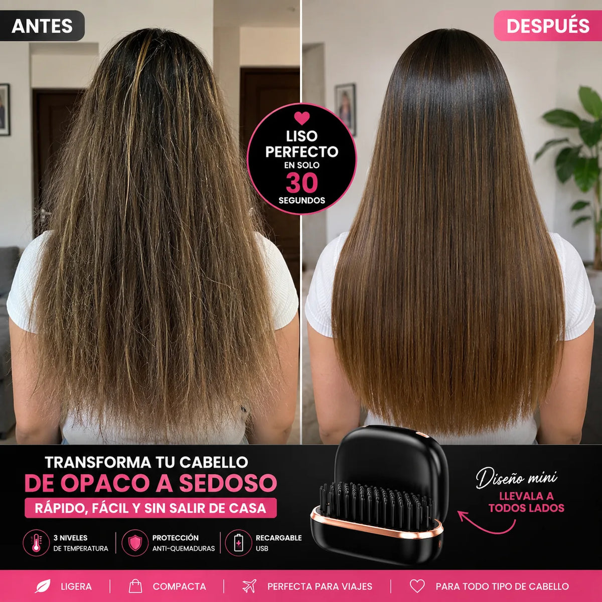 AlisaPro - Cepillo Anti-Frizz Alasiador de Cabello