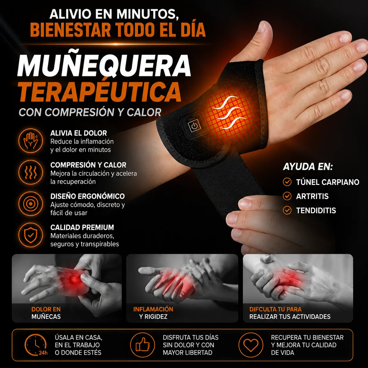 MuñecaFlex™️ - Muñequera para Tunel Carpiano, Artritis y Tendiditis