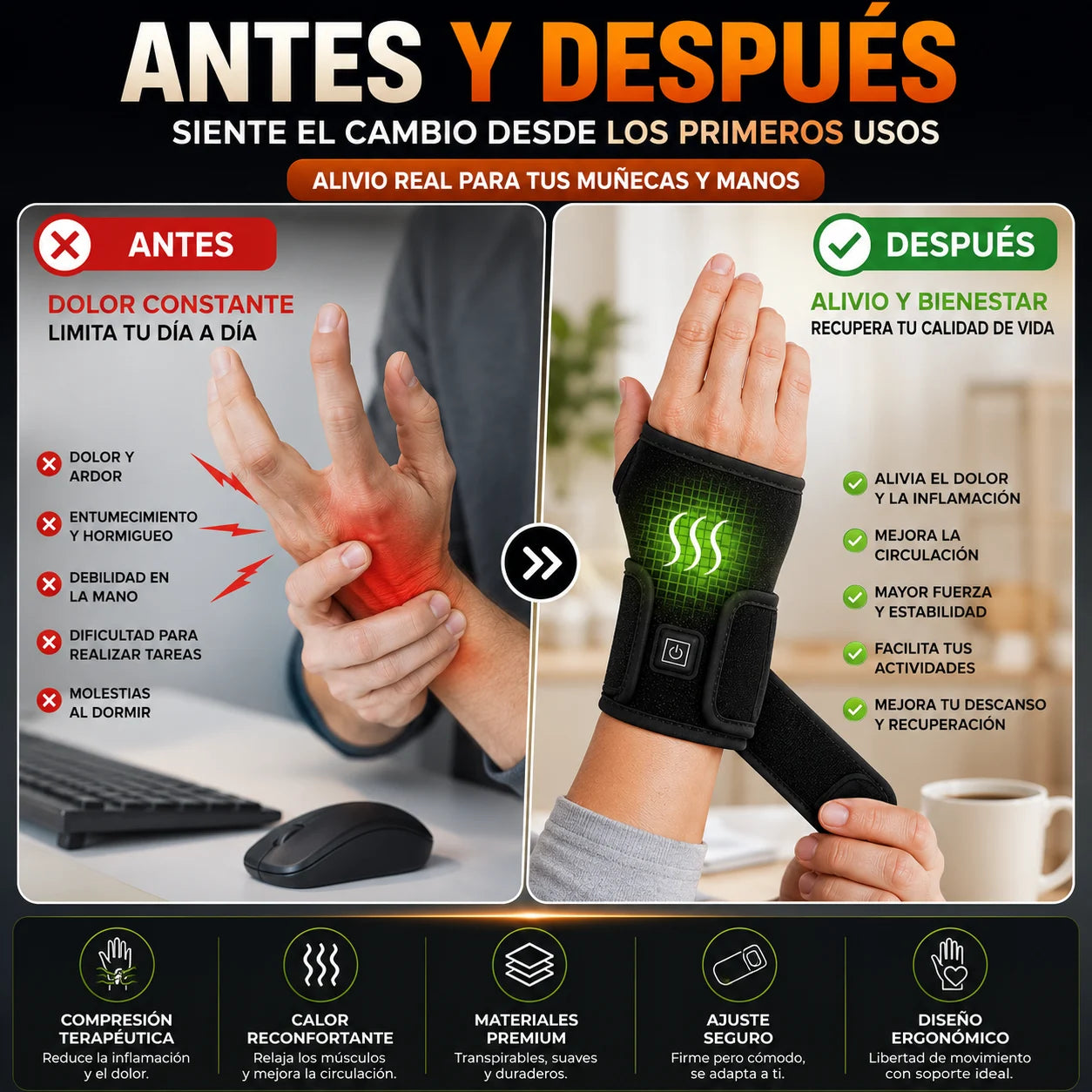 MuñecaFlex™️ - Muñequera para Tunel Carpiano, Artritis y Tendiditis