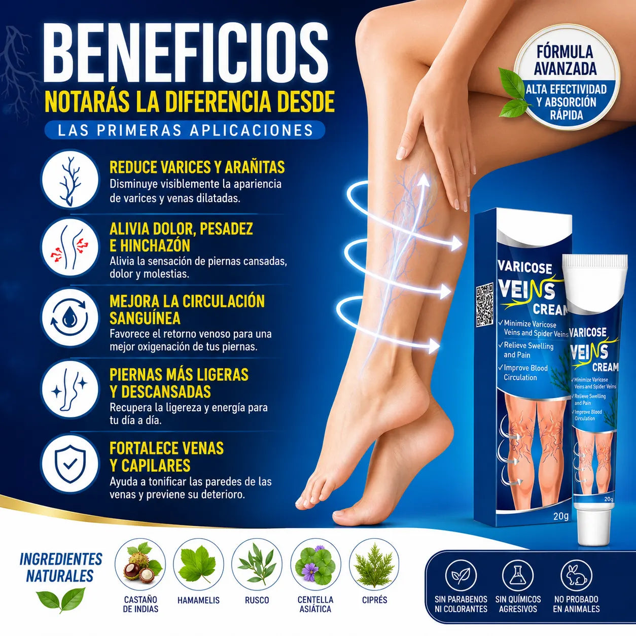VariCream - Crema reductora de varices, para dolor y piernas hinchadas