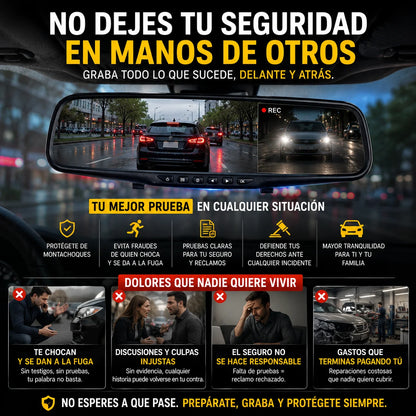 RetroVisor con Cámara Delantera y Trasera para Carro