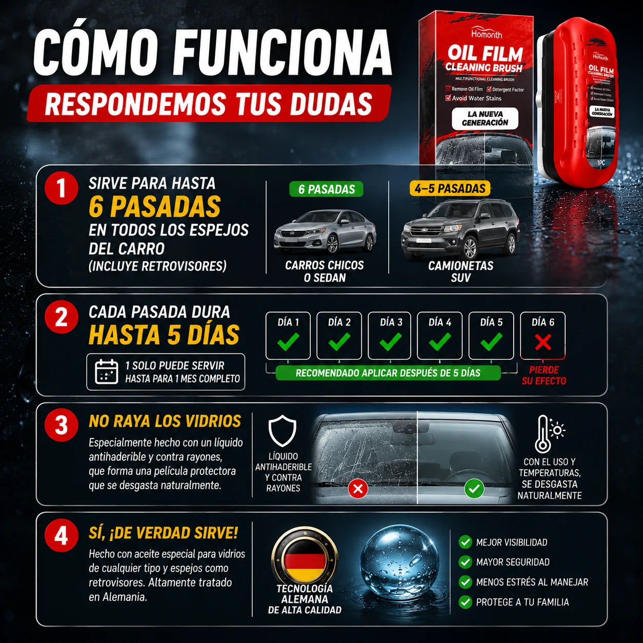 VidrioClean - Película Antiempañante para Vidrios y Espejos de Carro