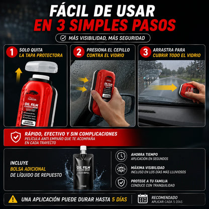 VidrioClean - Película Antiempañante para Vidrios y Espejos de Carro