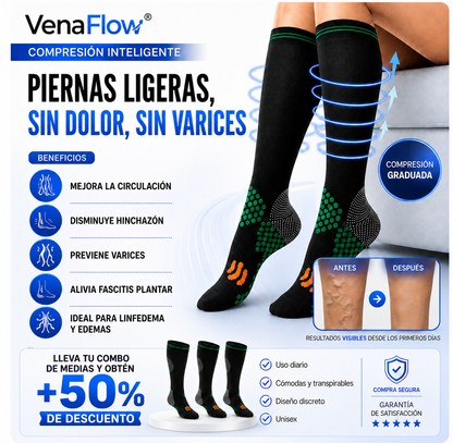 VenaFlow™ - Medias de Compresión Neuropatía, Várices, Piernas Hinchadas