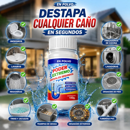 Detapacaños en Polvo - Destapa Coladeras, Tuberías, Inodoros, Fosas Sépticas