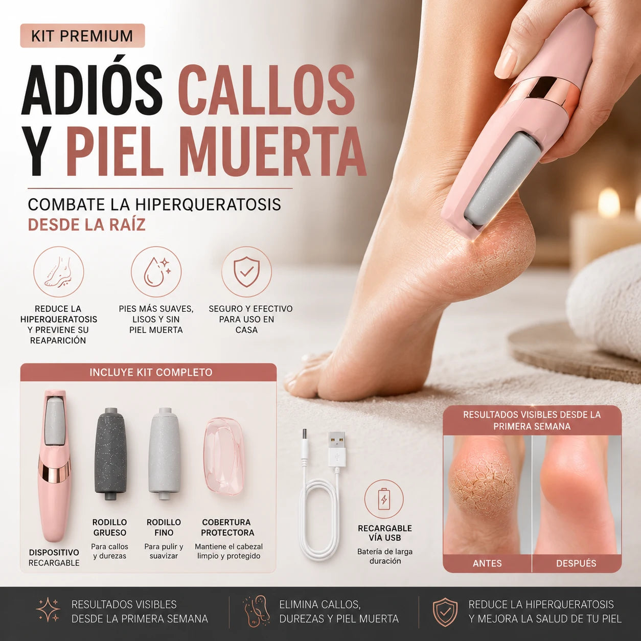 PediSoft - Removedor Callos, Piel muerta y Hiperqueratosis
