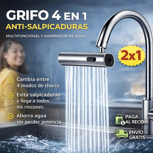 AguaMax - Grifo Multifuncional Anti-Salpicaduras 4 en 1