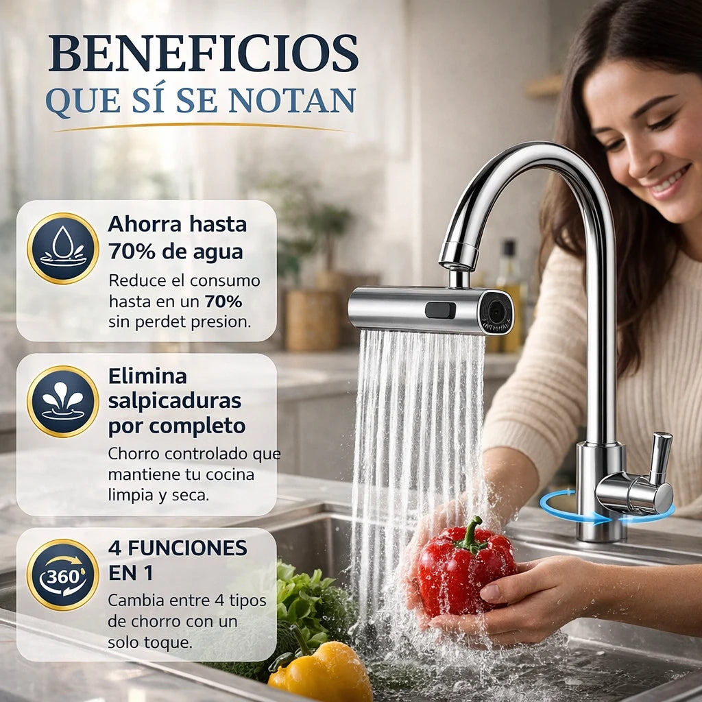 AguaMax - Grifo Multifuncional Anti-Salpicaduras 4 en 1