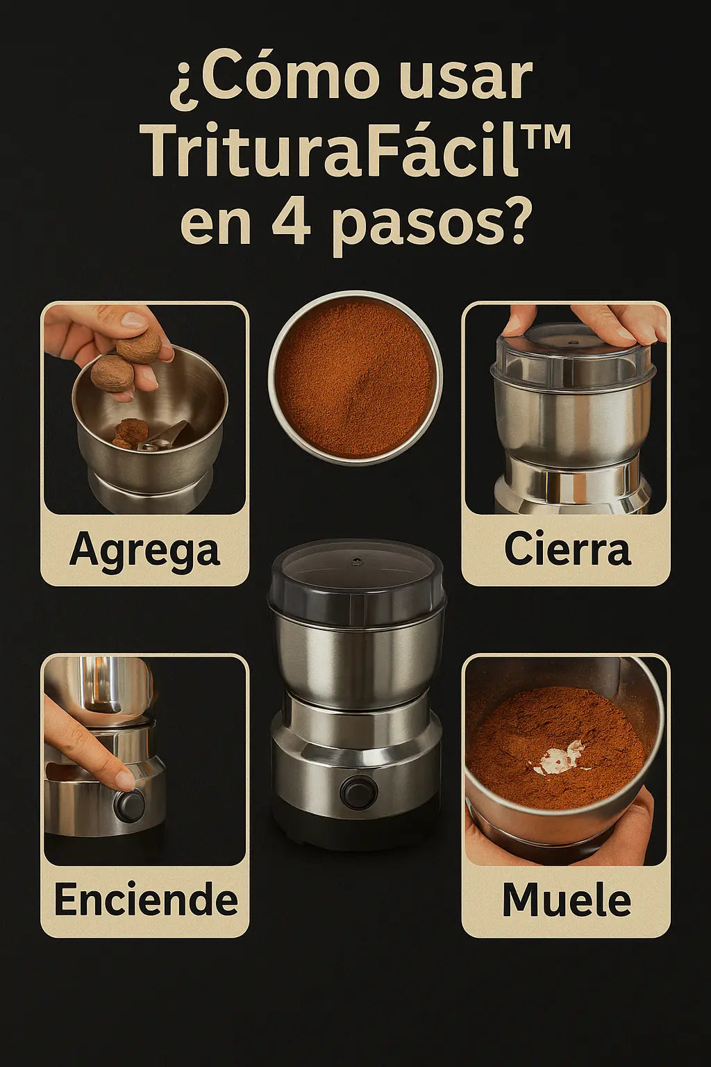 TrituraFácil™ Moledor de café y especias