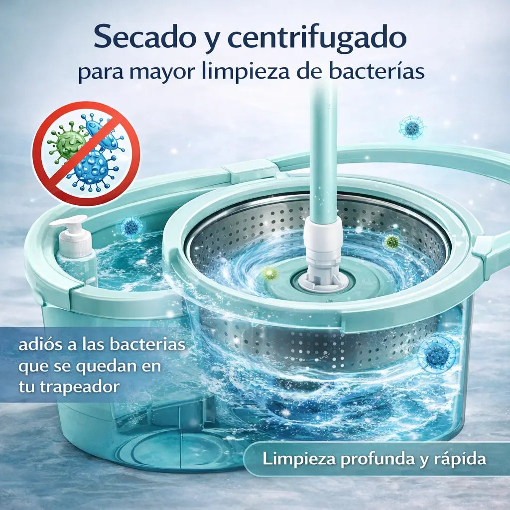 SpinClean™ - Kit Trapeador Inteligente 360 - Trapeado y secado