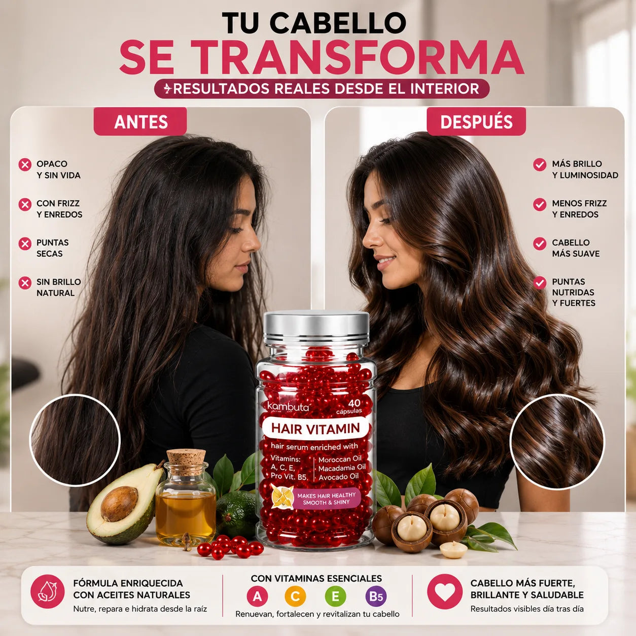 HairVitamin - Hidrata, Da Brillo y Fortalece tu Cabello 💕