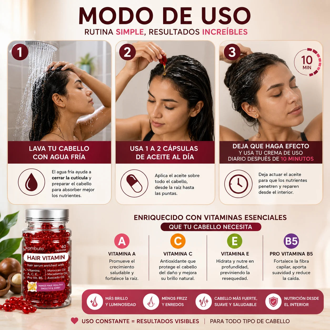 HairVitamin - Hidrata, Da Brillo y Fortalece tu Cabello 💕