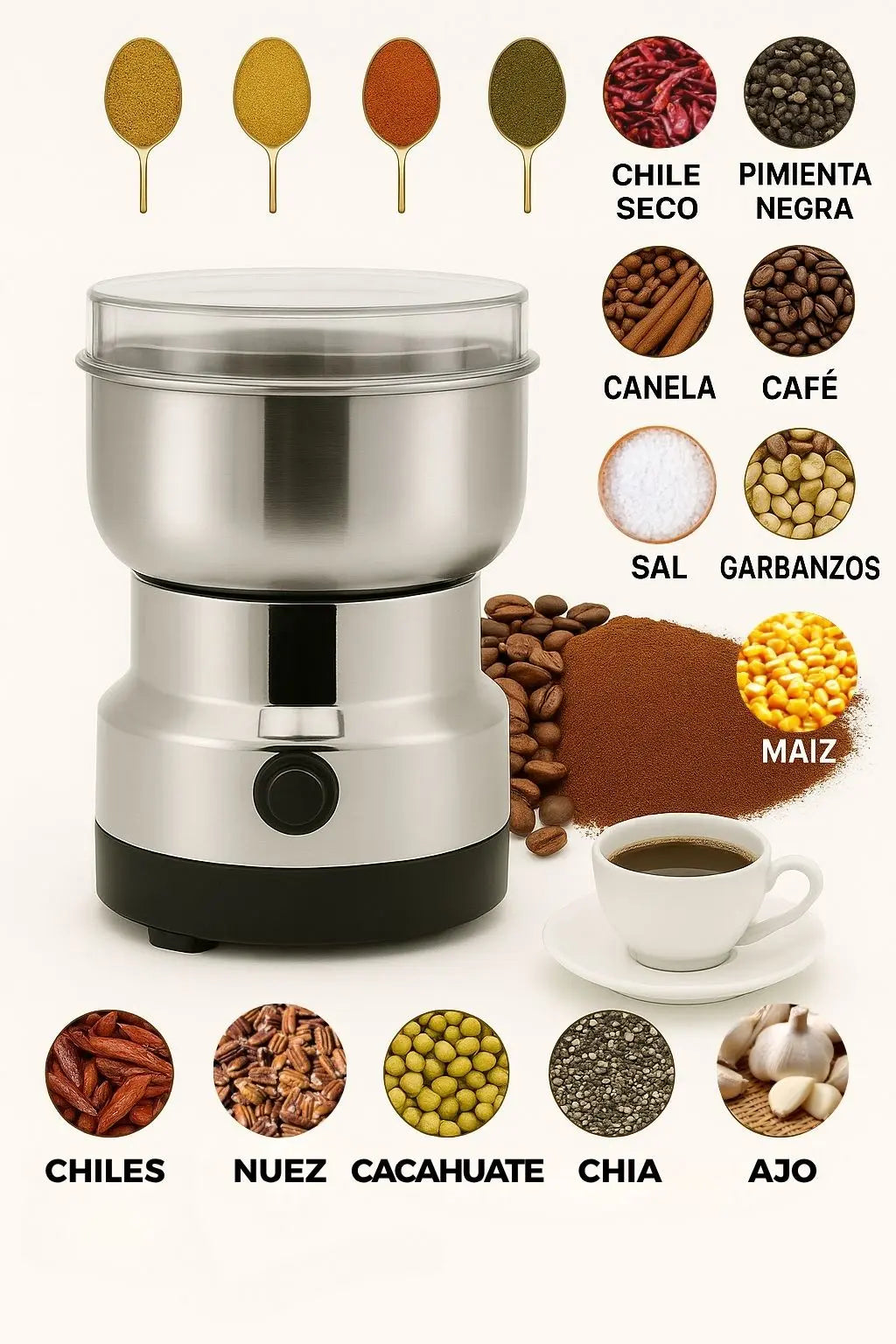 TrituraFácil™ Moledor de café y especias