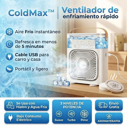 AireMax Pro™ | Ventilador de Enfriamiento con Agua y Hielo 2x1 🧊