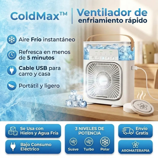 AireMax Pro™ | Ventilador de Enfriamiento con Agua y Hielo 2x1 🧊