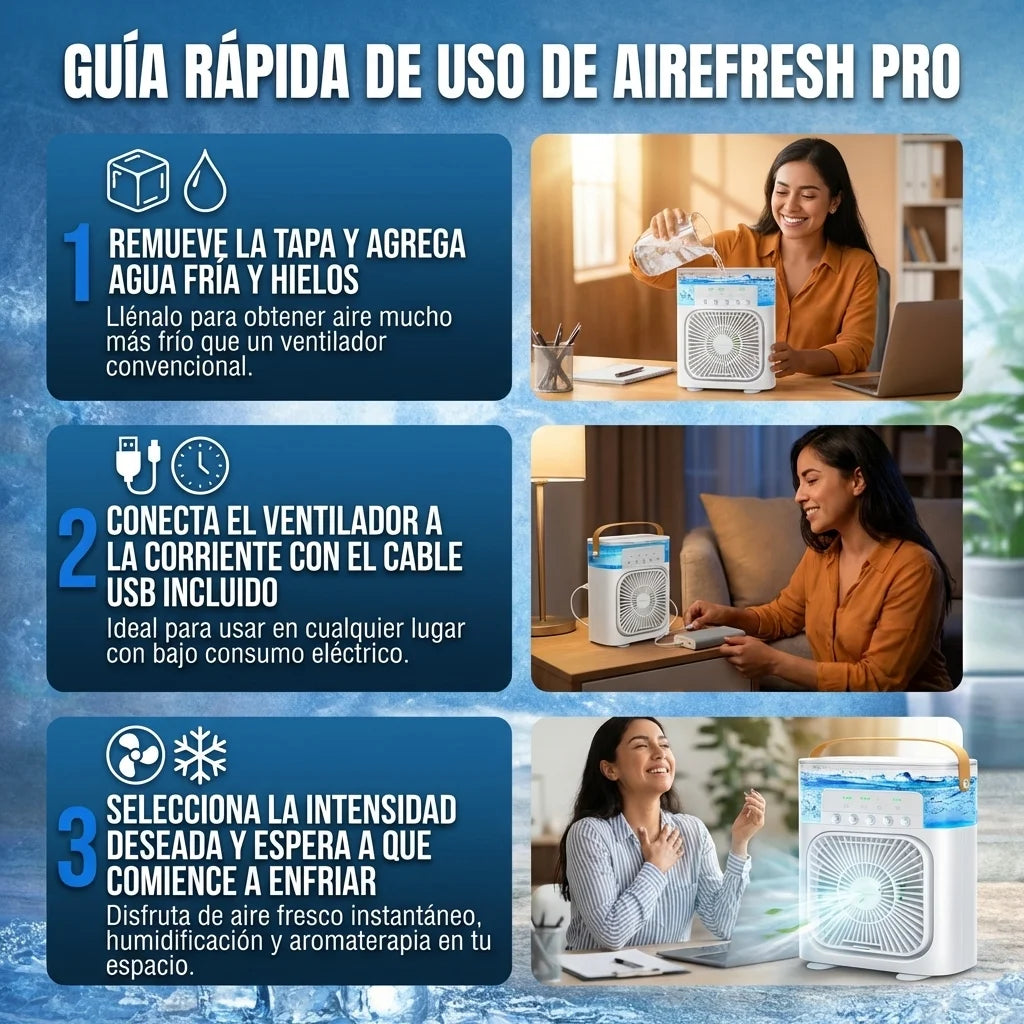 AireMax Pro™ | Ventilador de Enfriamiento con Agua y Hielo 2x1 🧊