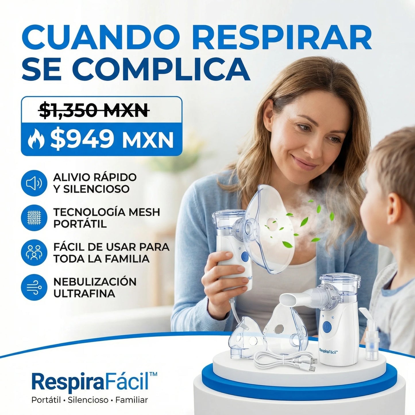 RespiraFácil™ – Nebulizador para adultos y niños💨