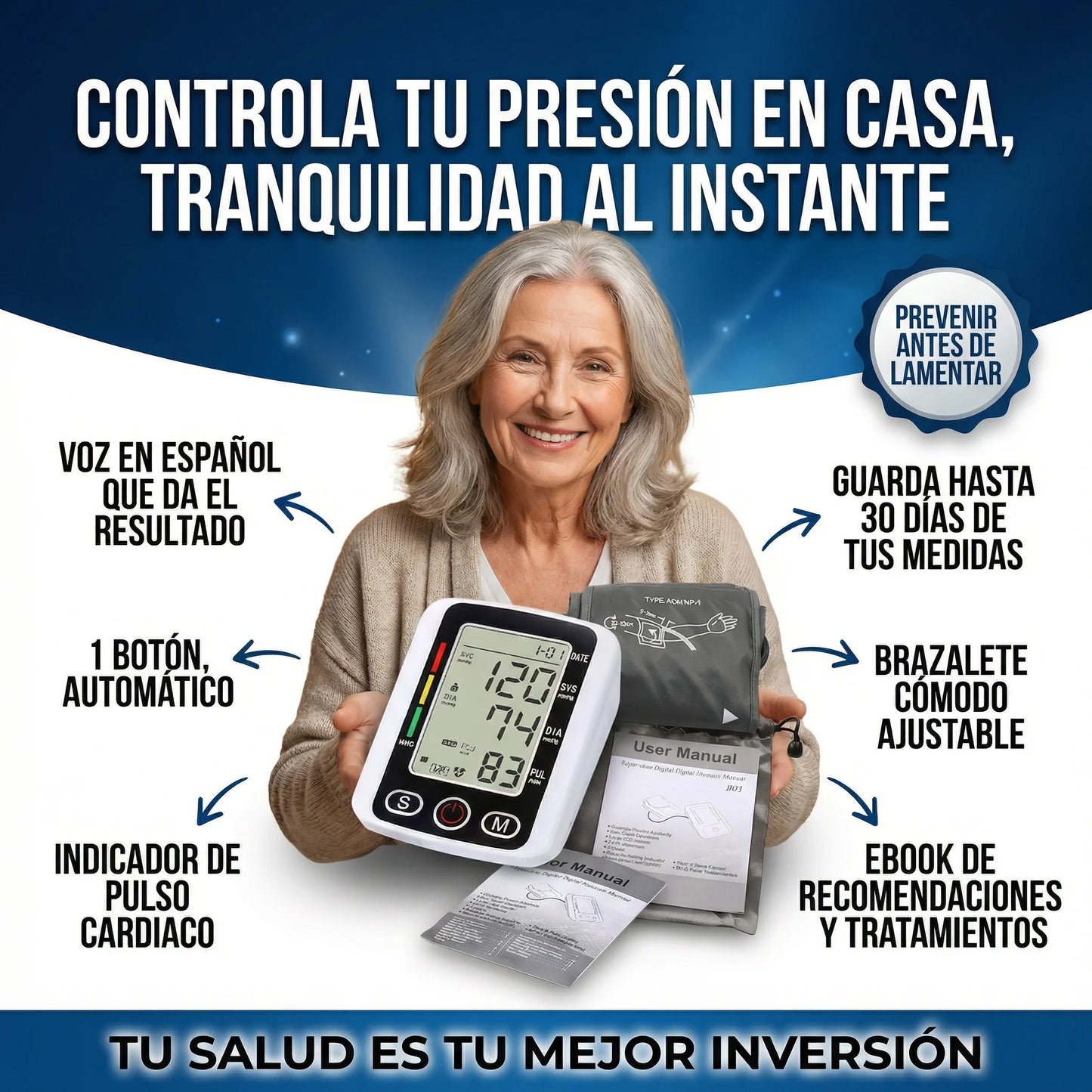 🫀CARDIOMAX™ – Baumanómetro Digital de Brazo con AltaVoz 🔊