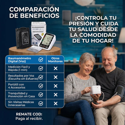 🫀CARDIOMAX™ – Baumanómetro Digital de Brazo con AltaVoz 🔊
