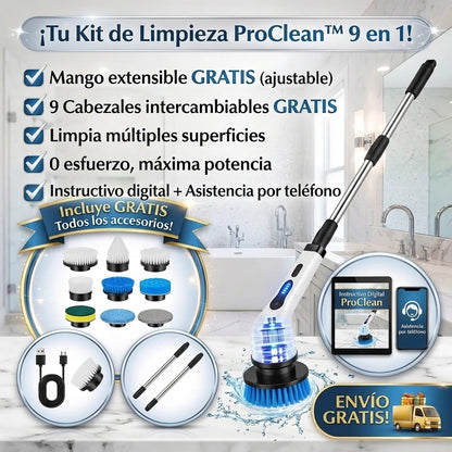 ProClean™ Cepillo de Limpieza Giratorio Inalámbrico - KIT 9en1