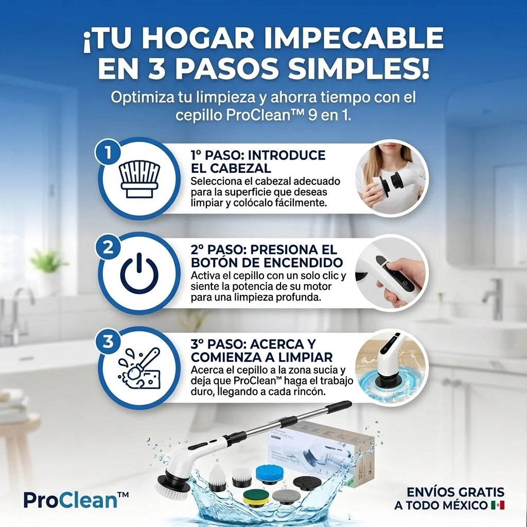 ProClean™ Cepillo de Limpieza Giratorio Inalámbrico - KIT 9en1
