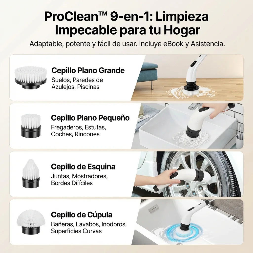 ProClean™ Cepillo de Limpieza Giratorio Inalámbrico - KIT 9en1